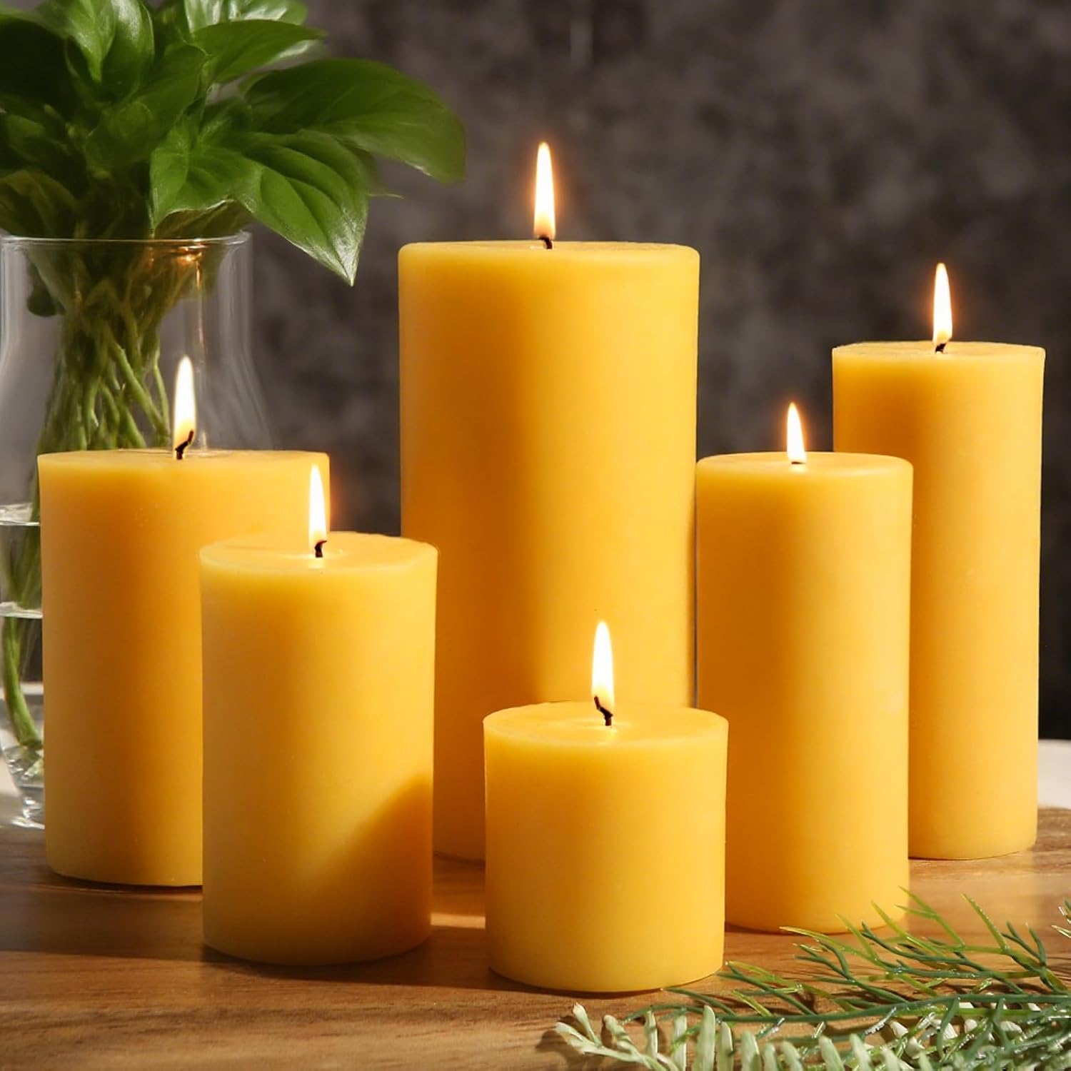 Home Fragrance Non Toxic - Bienenwachskerzen-Set mit 6 Stück, Ungiftige Natürliche