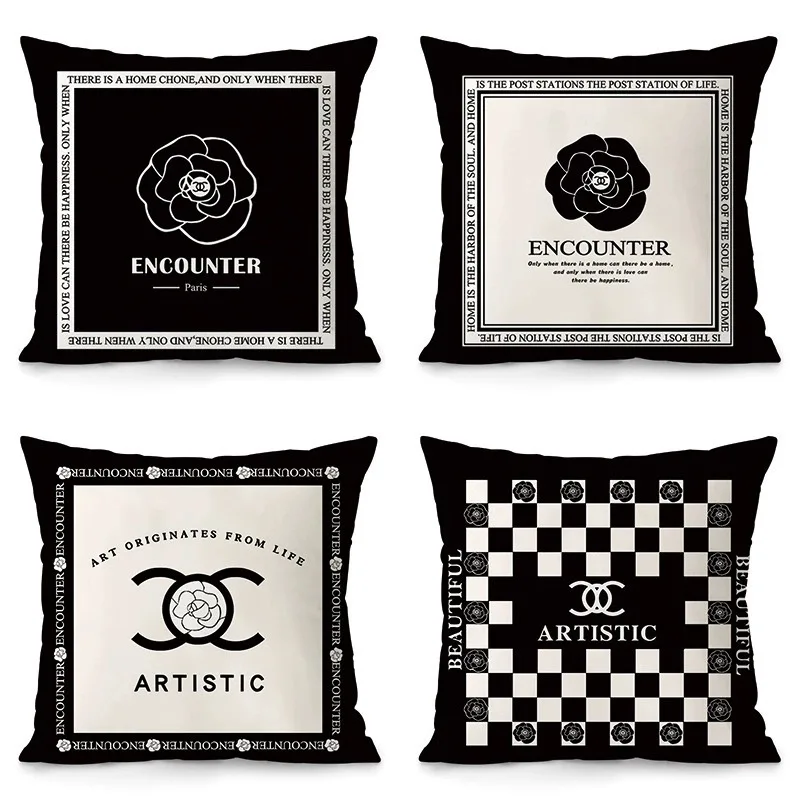 Home Fragrance Non Toxic - Modernes, leichtes, luxuriöses, schwarz-weißes, einfaches Wildleder-Kissen,