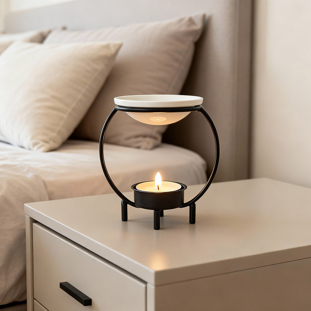 Home Fragrance Usa - Kreativer Eisen-Aromakerzenhalter, Minimalistischer Ätherisches-Öl-Brenner für Zuhause,