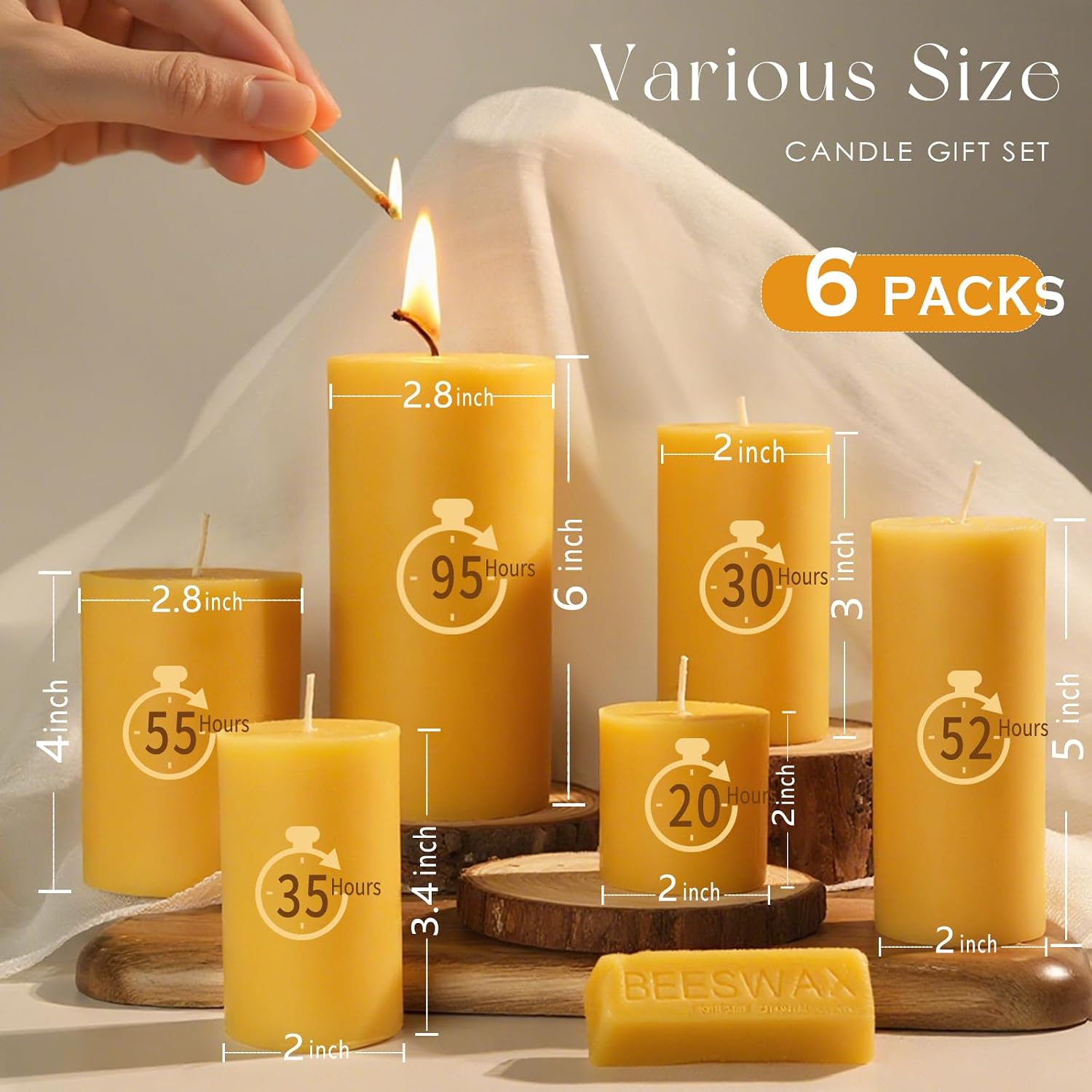 Bienenwachskerzen-Set mit 6 St – Home Fragrance Non Toxic Bewertung und Preis